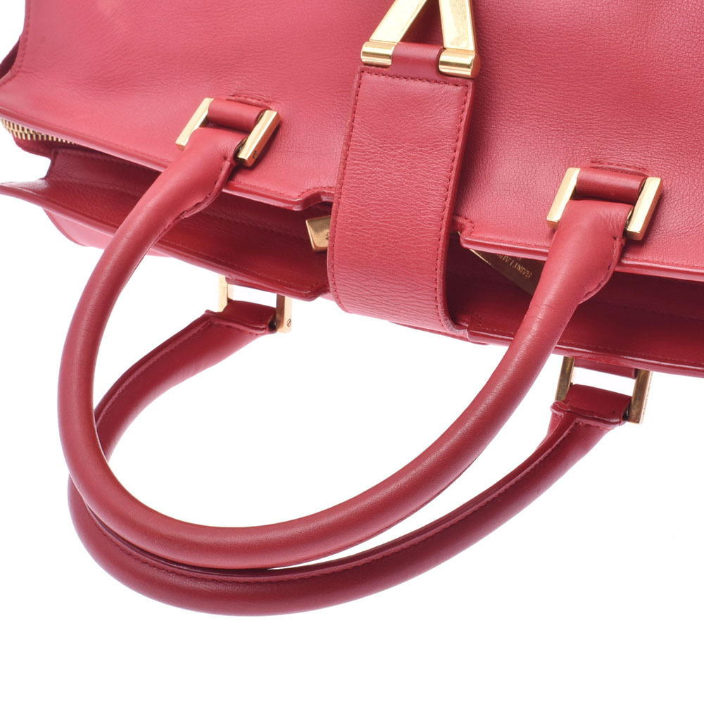 SAINT LAURENT Cabas Y Line Red Calfskin Handbag - Picture 3 of 11